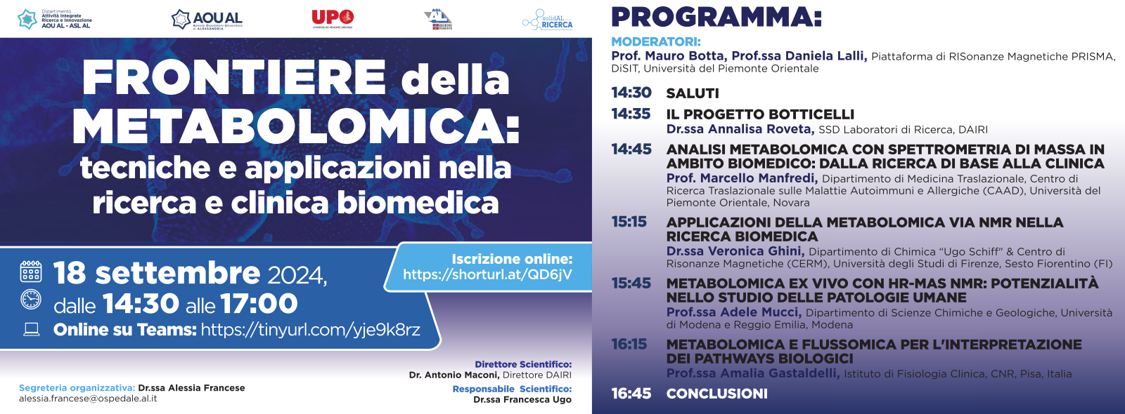 Evento online "Frontiere della Metabolomica"